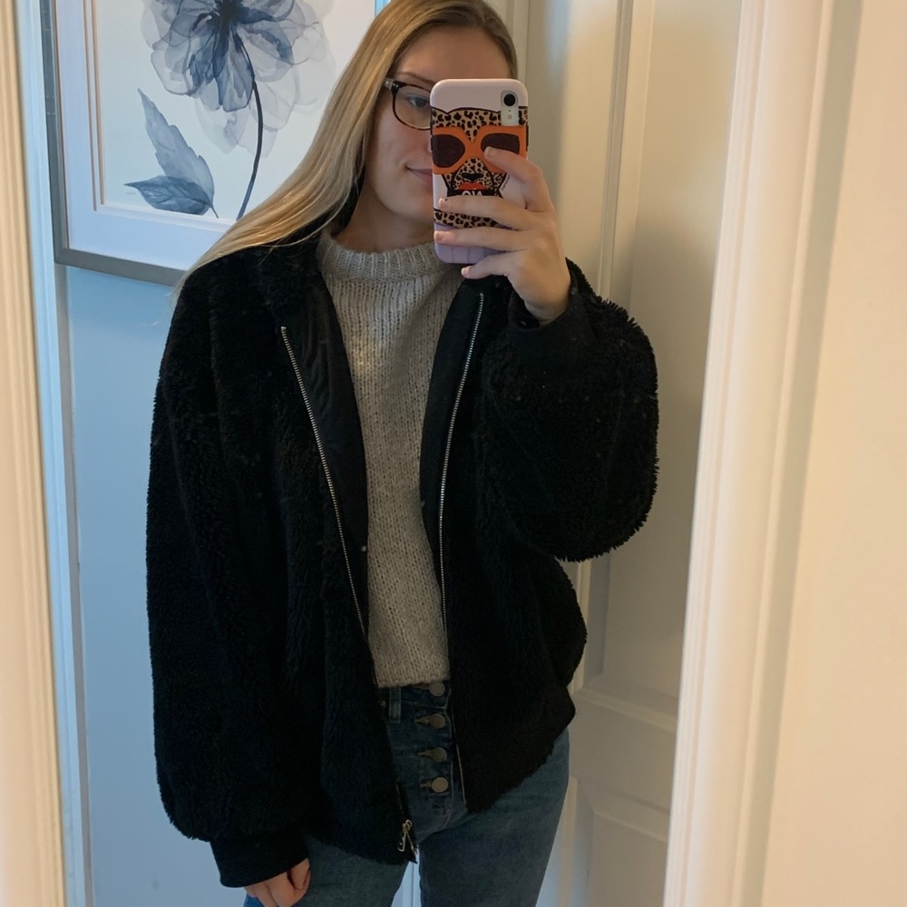 Black fur coat